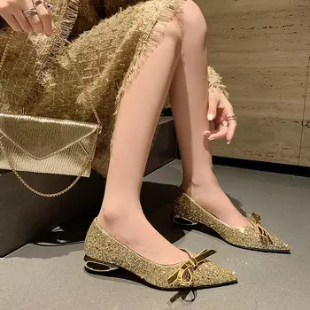 Туфли женские повседневные Women's Casual Shoes Women's Rongcheng Shoe King, золотой