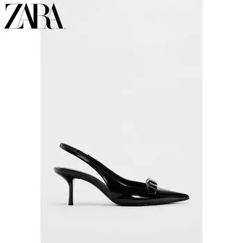 Туфли женские Zara из лакированной кожи, черный
