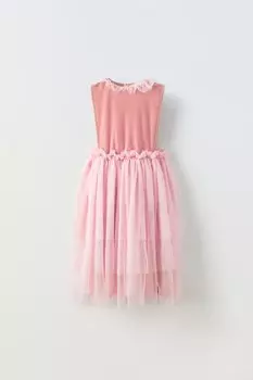 Тюльное костюмное платье принцессы ZARA, розовый