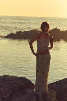 Тюль-шарфюм с бисерами ZARA, бежево-розовый