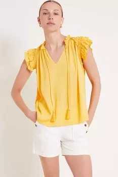 Тульский оборчатый топ Monsoon, желтый