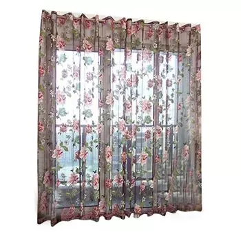 Тюлевая прозрачная занавеска с цветочным узором, драпировка из полиэстера, прозрачная занавеска для гостиной и кухни для дома, фиолетовый, размеры: 140 см x 250 см (на стержне) Stuttg