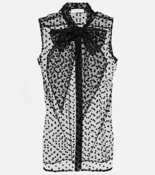 Тюлевая рубашка с бантом Nina Ricci, черный