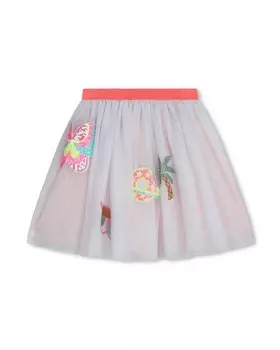 Тюлевая юбка для девочки с аппликациями из пайеток Billieblush, белый