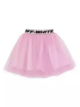 Тюлевая юбка с полоской-логотипом для маленьких девочек и девочек Off-White, черный