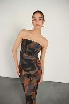 Тюлевое платье без бретелек с узором батик VATKALI, черный