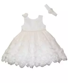 Тюлевое платье и повязка на голову для маленьких девочек, комплект из 2 предметов Blueberi Boulevard, белый