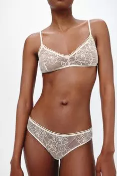 Тюлевые брюки с вышивкой ZARA, жемчужно-белый