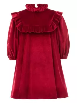 Tulleen бархатное платье миди с оборками, красный