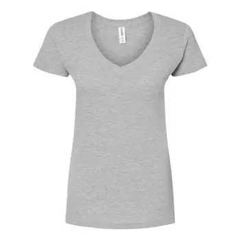 Tultex Женская футболка из тонкого джерси с v-образным вырезом приталенного кроя, цвет Heather Grey
