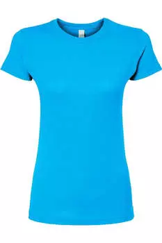 Tultex женская облегающая футболка из тонкого джерси, бирюзовый