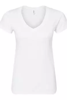 Tultex женская облегающая футболка из тонкого джерси с V-образным вырезом, белый