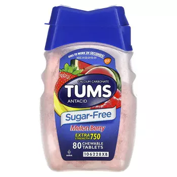 Tums, Антацид повышенной силы, дыня и ягоды, 750 мг, 80 жевательных таблеток