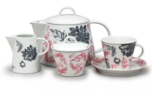 Тун 1794 Чайный сервиз, чешский фарфор, Том, пионы, Тун, 15 д Thun 1794