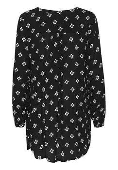 Туника Amber V-Neck Kaffe, черная с мелким цветочным принтом