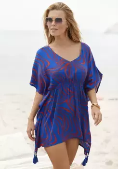 Туника "Баффало" из крепированной вискозы Buffalo, цвет Blau-Orange Bedruckt