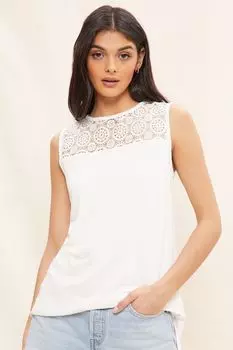 Туника без рукавов с отделкой связанной крючком Friends Like These, белый