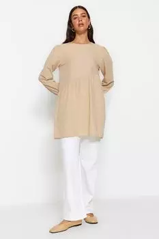 Туника - Бежевый - Классический крой Trendyol Modest, бежевый