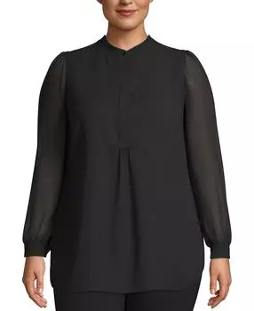 Туника больших размеров с прозрачными рукавами Anne Klein, мульти
