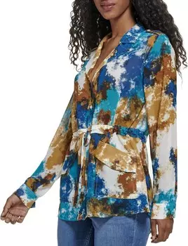 Туника Calvin Klein Long Sleeve Tunic with Drawstring, цвет Luggage Multi