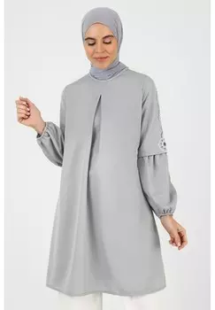 Туника CREW NECK TAVIN Modanisa, серый