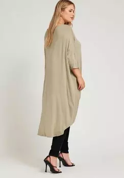 Туника DIPPED HEM LONGLINE Yours Clothing, коричневый