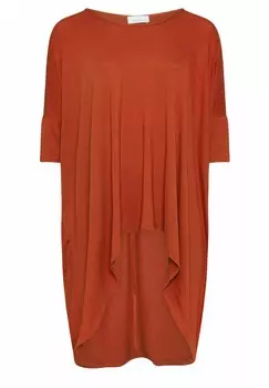 Туника DIPPED HEM LONGLINE Yours Clothing, коричневый