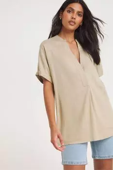 Туника другого цвета из смесового льна Jd Williams, бежевый