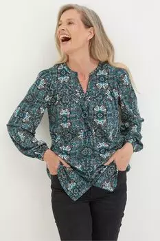 Туника FatFace Betty с зеркальным цветочным узором Fat Face, зеленый