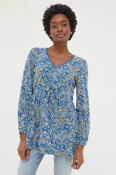 Туника Fatface Gina с текстурированными ацтекскими узорами Fat Face, синий