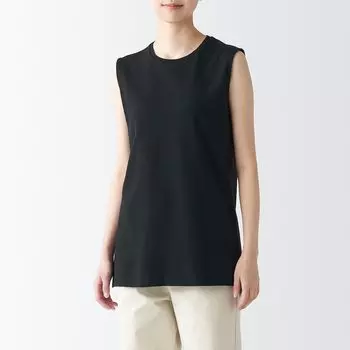 Туника гладкой вязки без рукавов MUJI, черный