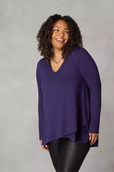 Туника из джерси с неровным подолом Live Unlimited, фиолетовый