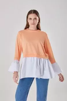 Туника из лосося с декором из поплина Mizalle, розовый