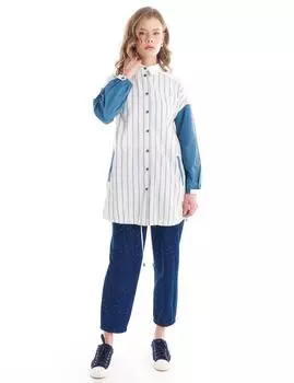 Туника из полосатого поплина кремового цвета Kayra