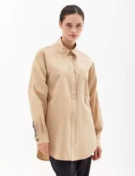 Туника из поплина Oversize бежевого цвета Kayra