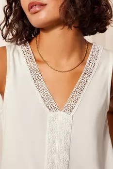 Туника из супермягкого джерси без рукавов с v-образным вырезом связанная крючком Friends Like These, белый