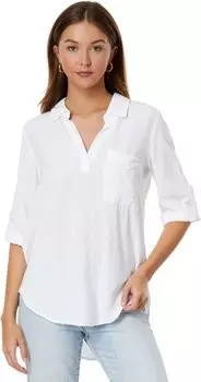 Туника из тенселя с эффектом потертости и накладными карманами Mod-o-doc, белый