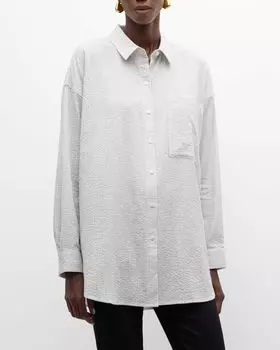 Туника из жатого хлопка с принтом Petite Oversized Eileen Fisher, цвет White