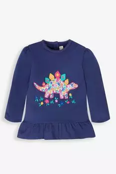 Туника JoJo Maman Bb с аппликацией в виде динозавров и цветочным узором Jojo Maman Bb, синий