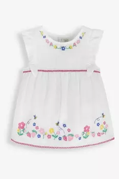 Туника JoJo Maman Bb в виде пчелы и клубники с цветочной вышивкой Jojo Maman Bb, белый