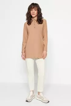 Туника - Коричневый - Классический крой Trendyol Modest, коричневый