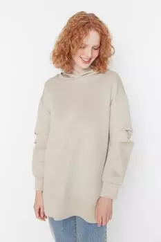 Туника - Коричневый - Oversize Trendyol Modest, коричневый