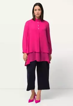 Туника Lagenoptik A-Linie Stehkragen Langarm Ulla Popken, цвет orientpink