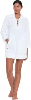 Туника Lauren Ralph Lauren Lace Up Tunic Cover Up, белый