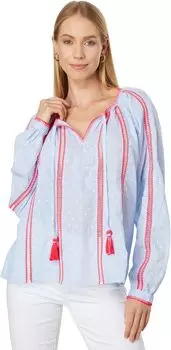 Туника Lilly Pulitzer Mardi Long Sleeve Chambray, цвет Blue Peri Cotton Chambray Clip