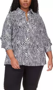 Туника MICHAEL Michael Kors Plus Size Graphic Zebra Tunic, черный
