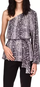 Туника MICHAEL Michael Kors Snake One Shoulder Tunic, цвет Malachite Grey