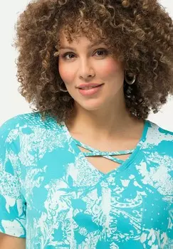 Туника PATCH PRINT SHORT SLEEVE Ulla Popken, синий