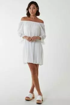 Туника-пуховик с кружевом крючком Blue Vanilla, белый