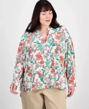 Туника с цветочным принтом Plus Size на запах Tommy Hilfiger, мультиколор